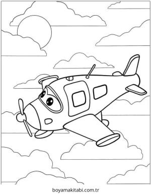 Uçak boyama sayfası – sanatsal çalışma, çocuklar için