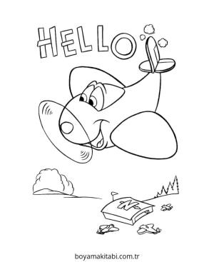 Uçak boyama sayfası – eğlenceli etkinlik, el becerilerini geliştirir