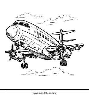 Uçak boyama sayfası – kolay boyama, eğitici aktivite