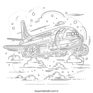 Uçak boyama sayfası – yaratıcılık, eğlenceli etkinlik