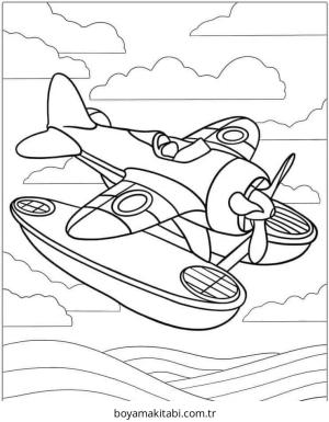 Uçak boyama sayfası – renkli çizimler, okul öncesi