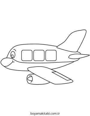 Uçak boyama sayfası – basit çizim, kolay boyama