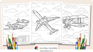 Uçak boyama sayfası – ücretsiz yazdır, boyama etkinliği