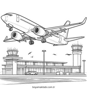 Uçak boyama sayfası – el becerilerini geliştirir, boyama çalışması