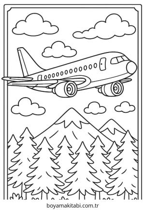 Uçak boyama sayfası – çocuk aktivitesi, PDF indir