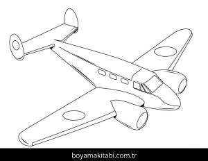 Uçak boyama sayfası – renkli çizimler, okul öncesi