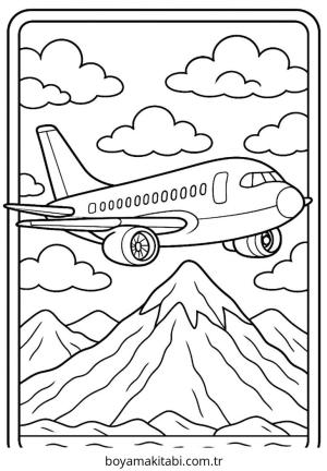 Uçak boyama sayfası – eğlenceli etkinlik, el becerilerini geliştirir