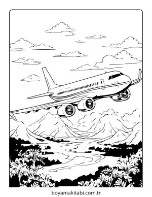 Uçak boyama sayfası – renkli çizimler, okul öncesi