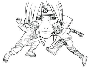 Uchiha Itachi boyama sayfası,  coloring page, Yüz Itachi ve Naruto Sasuke Dövüşü, 