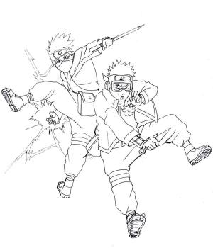 Uchiha Obito boyama sayfası,  coloring page, Kakashi ve Obito, 