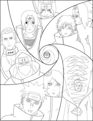 Uchiha Obito boyama sayfası,  coloring page, Obito ve Akatsuki Üyesi, 