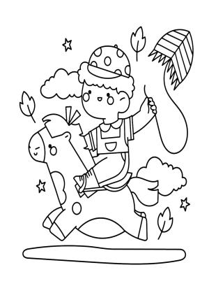 Uçurtma boyama sayfası,  coloring page, karikatür, tatlı, şekilli
