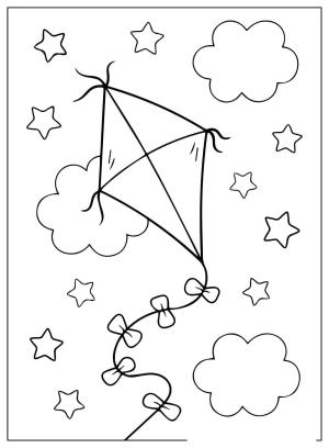 Uçurtma boyama sayfası,  coloring page, , Kite Flying In The Starry Sky