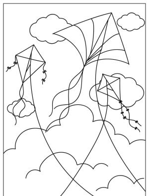 Uçurtma boyama sayfası,  coloring page, , Kites With Clouds