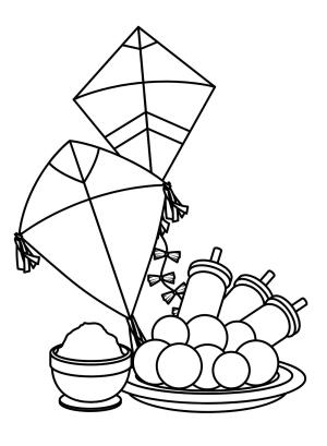 Uçurtma boyama sayfası,  coloring page, , Kite With Lohri Celebration