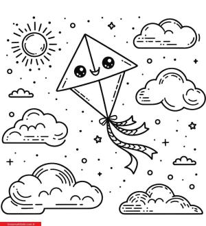 Uçurtma boyama sayfası, coloring page, ,