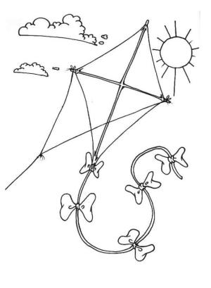 Uçurtma boyama sayfası,  coloring page, Güneş ve Uçurtma, 