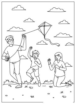 Uçurtma boyama sayfası,  coloring page, harika, çocuklar için, çerçeveli