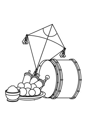 Uçurtma boyama sayfası,  coloring page, , Happy Lohri Celebration