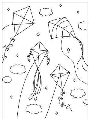 Uçurtma boyama sayfası,  coloring page, , Kites Flying High In The Sky
