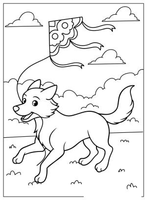 Uçurtma boyama sayfası,  coloring page, çerçeveli, tatlı, yuvarlak hatlı
