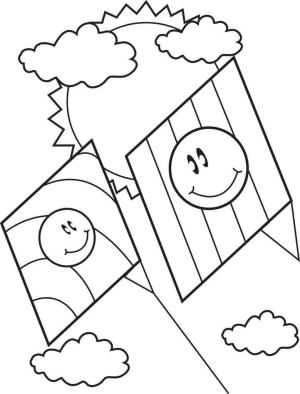 Uçurtma boyama sayfası,  coloring page, Iki Uçurtma, 