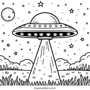 UFO boyama sayfası – çocuk aktivitesi, PDF indir