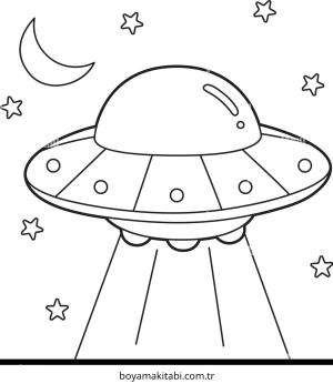 UFO boyama sayfası – eğlenceli etkinlik, el becerilerini geliştirir