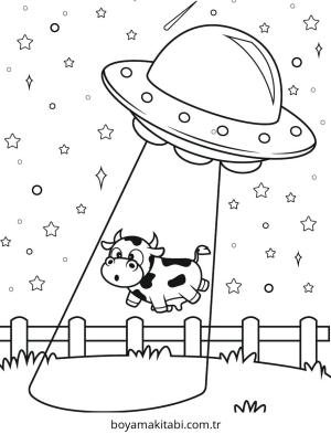 UFO boyama sayfası – sevimli karakter, sanatsal çalışma