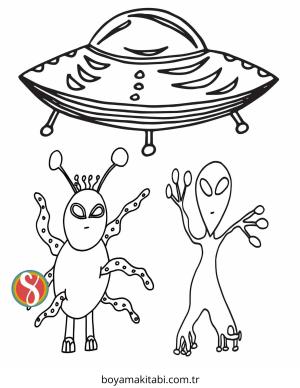 UFO boyama sayfası – çocuklar için, çizgi film temalı