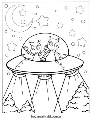 UFO boyama sayfası – boyama çalışması, yaratıcılığı geliştirir