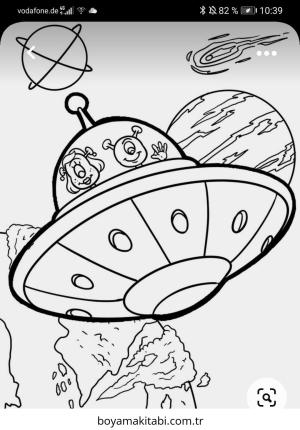 UFO boyama sayfası – sanatsal çalışma, çocuklar için