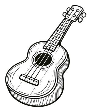 Ukulele boyama sayfası,  coloring page, Mükemmel ukulele, 