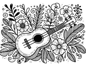 Ukulele boyama sayfası,  coloring page, İnanılmaz ukulele, 