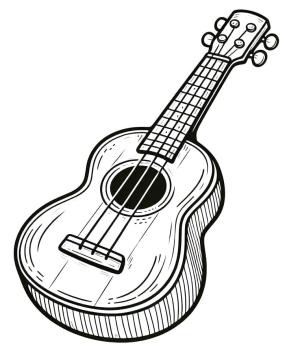 Ukulele boyama sayfası,  coloring page, Ukulele resmi, 