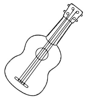 Ukulele boyama sayfası,  coloring page, Ukulele çizimi, 