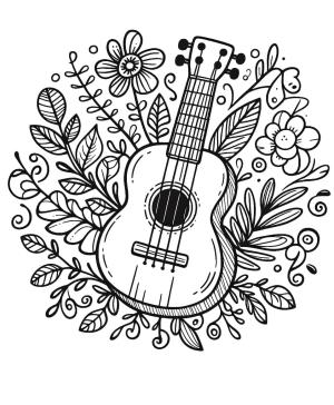 Ukulele boyama sayfası,  coloring page, Ukulele kroki, 