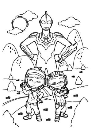 Ultraman boyama sayfası,  coloring page, Ultraman ve Çocuklar, 