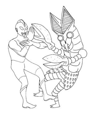 Ultraman boyama sayfası,  coloring page, Ultraman ve Canavar, 