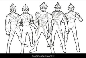Ultraman boyama sayfası – sevimli karakter, sanatsal çalışma
