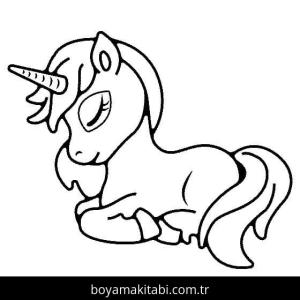Unicorn boyama sayfası – çocuk aktivitesi, PDF indir