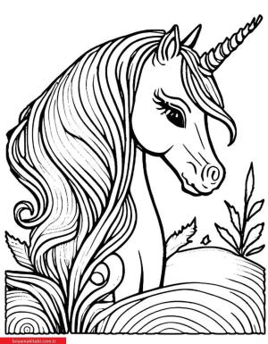 Unicorn boyama sayfası, Unicorn coloring page, , 