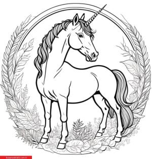 Unicorn boyama sayfası, Unicorn coloring page, , 