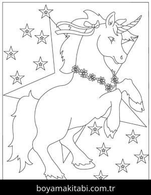 Unicorn boyama sayfası – sevimli karakter, sanatsal çalışma