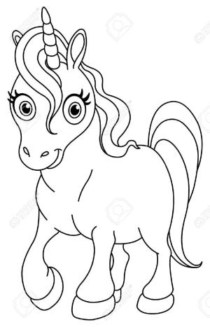 Unicorn boyama sayfası, Unicorn coloring page, Lovely Unicorn Looking, 