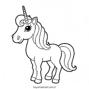 Unicorn boyama sayfası – PDF indir, sevimli karakter
