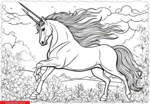 Unicorn boyama sayfası, Unicorn coloring page, , 