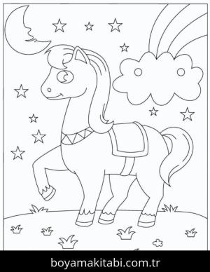 Unicorn boyama sayfası – renkli çizimler, okul öncesi