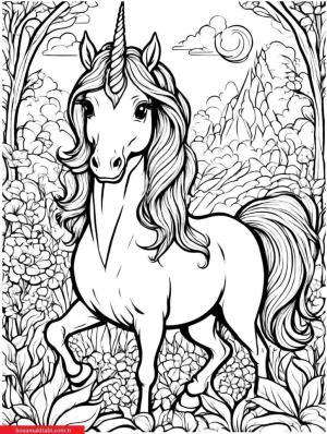 Unicorn boyama sayfası, Unicorn coloring page, , 