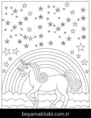 Unicorn boyama sayfası – PDF indir, sevimli karakter